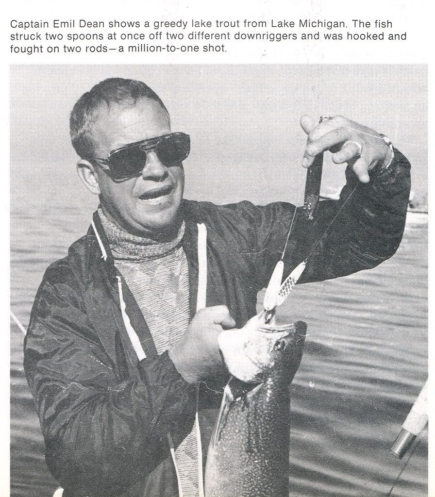 Lake Michigan Charter fishing Captain Emil Dean with a lake Michigan lake trout